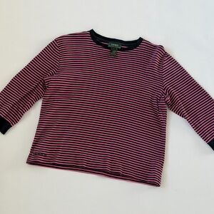 Ralph Lauren Women’s Long Sleeve Tee - Pink and Navy Stripes